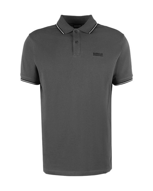 Barbour Gray Evan Tipped Short-Sleeved Polo Shirt for men
