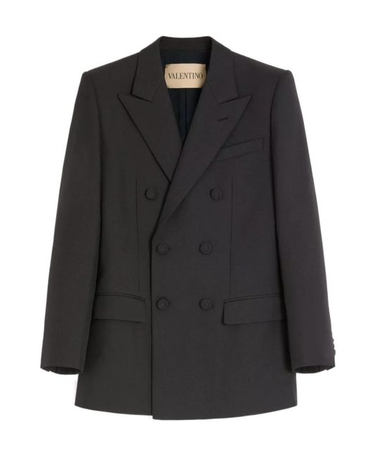 Valentino Black Double-Breasted Long-Sleeved Blazer for men
