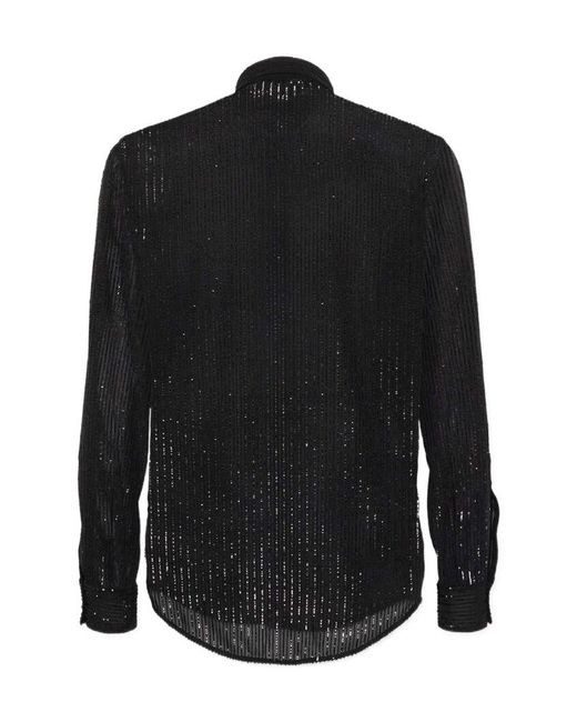 DSquared² Black Long Sleeve Embellished Shirt for men