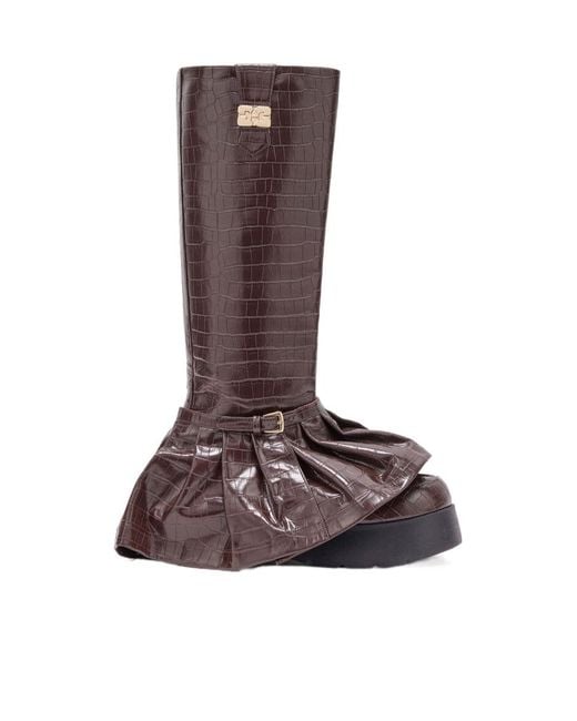 Ganni Brown Kat Embossed High Boots