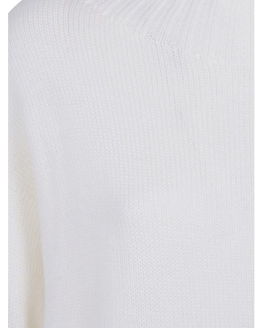 Drumohr White Long-Sleeve High-Neck Top