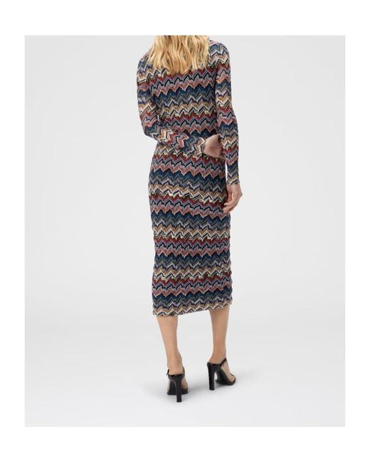 Missoni Multicolor Geometric-Pattern Long-Sleeve Dress
