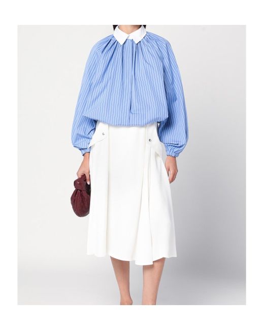 Patou Blue Striped Balloon Sleeve Shirt