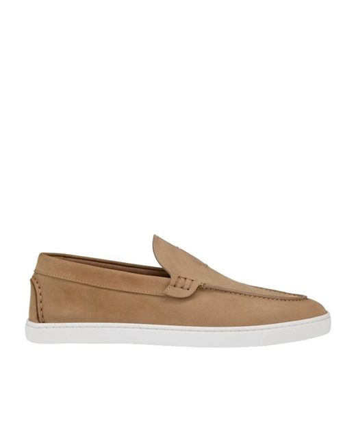 Christian Louboutin Brown Moonboat Embossed-Logo Loafers for men