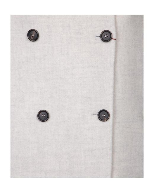 Brunello Cucinelli Gray Double-Breasted Long Sleeved Coat