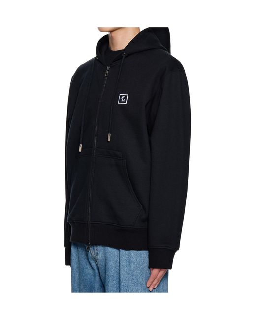 Wooyoungmi Black Logo-Patch Hooded Jacket for men