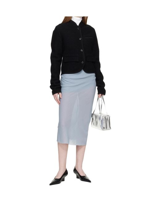 Rier Blue Wool Pleated Midi Skirt