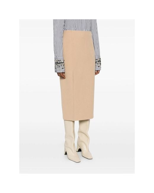 Sportmax Natural Slit Midi Skirt