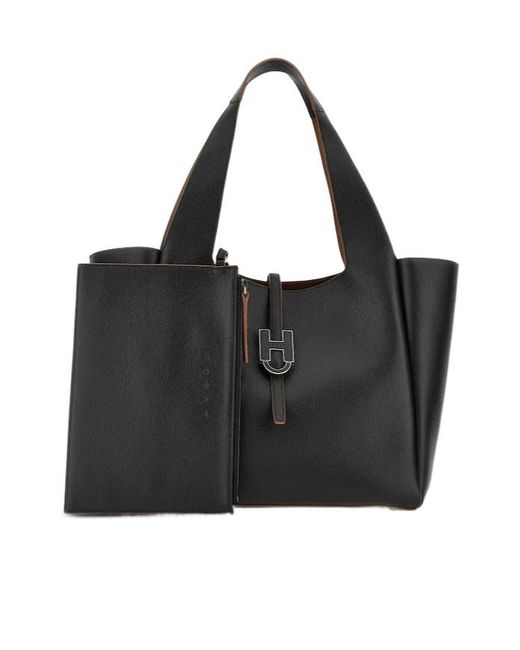 Hogan Black Trend Logo Plaque Tote Bag