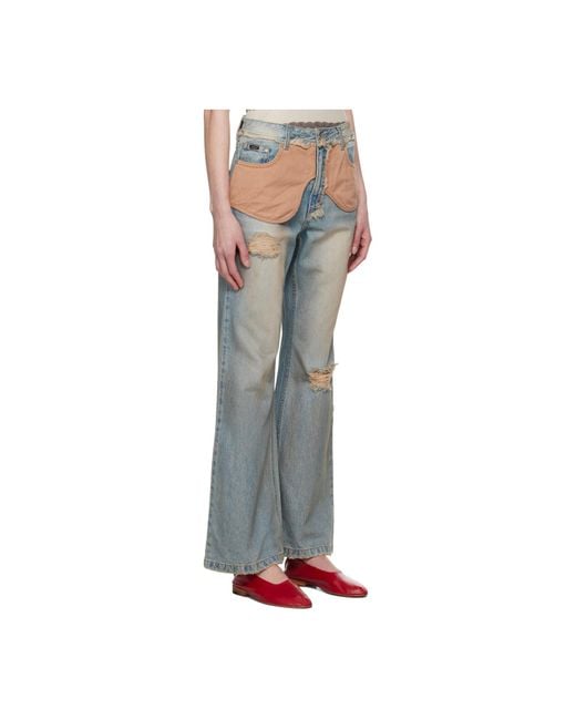 ANDERSSON BELL Gray Deconstructed Dirty Wash Bootcut Jeans