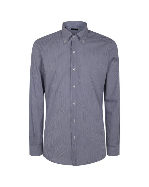 Fay Blue Logo-Embroidered Shirt for men