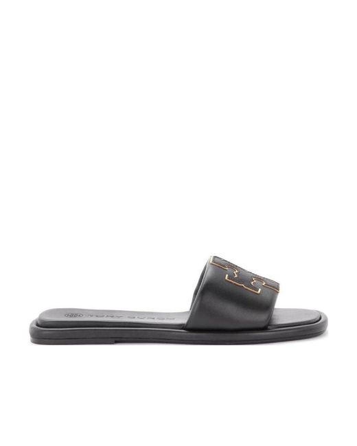 Tory Burch White Double T Sport Slides