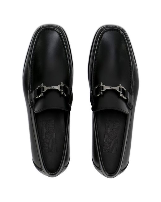 Ferragamo Black Logo Buckle Business Casual Shoes for men