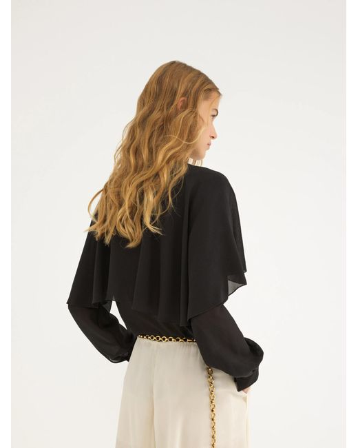 Chloé Black Chloé Crewneck Straight Hem Long-Sleeved Shirt