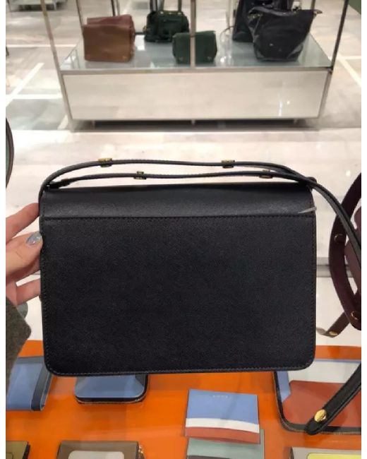 Marni Black Trunk Foldover Medium Shoulder Bag