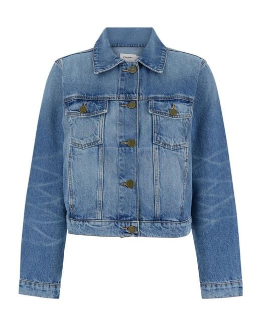 FRAME Blue Long Sleeved Denim Jacket