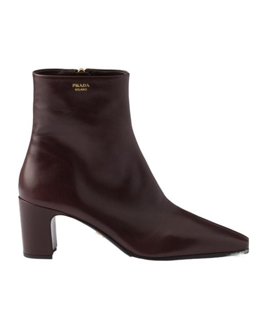 Prada Brown Leather Booties