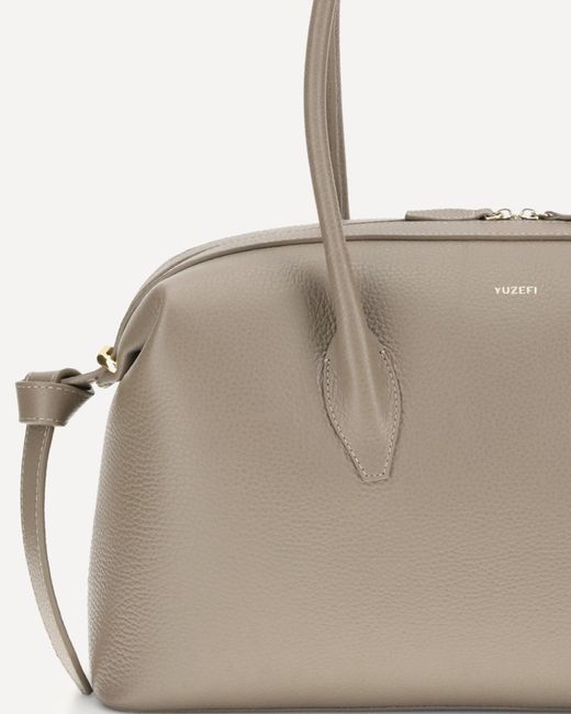 Yuzefi Gray Brioche Duffle Shoulder Bag