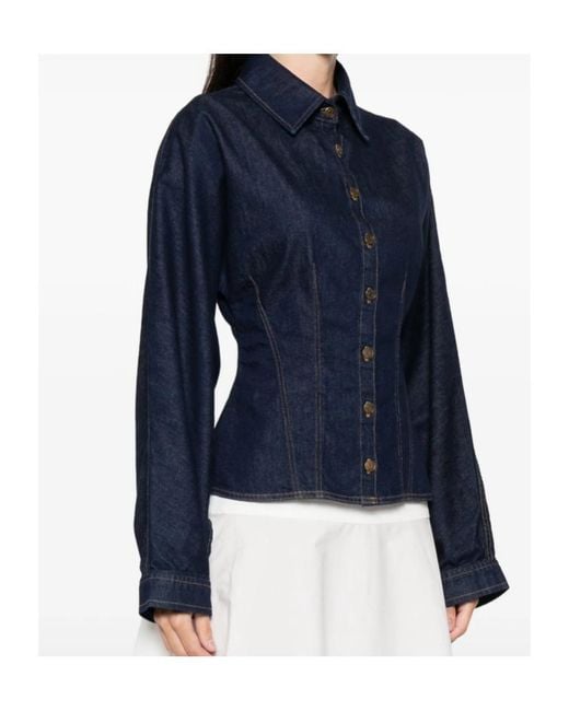 Agolde Blue Button Fastening Shirt With Point Collar