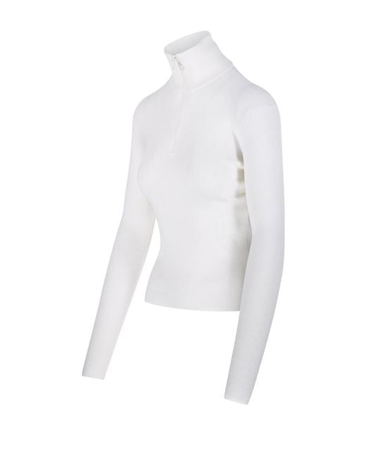 Courreges White Courrèges Zipped Mock Neck Jumper