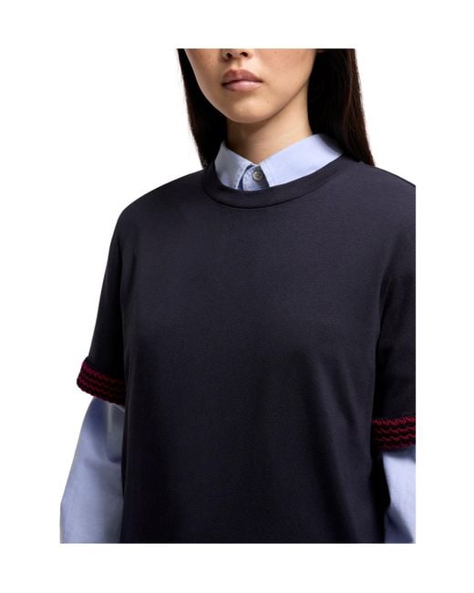 Moncler Blue Logo Patch Crewneck T-Shirt