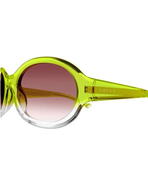 Gucci Yellow Eyewear Round Frame Sunglasses