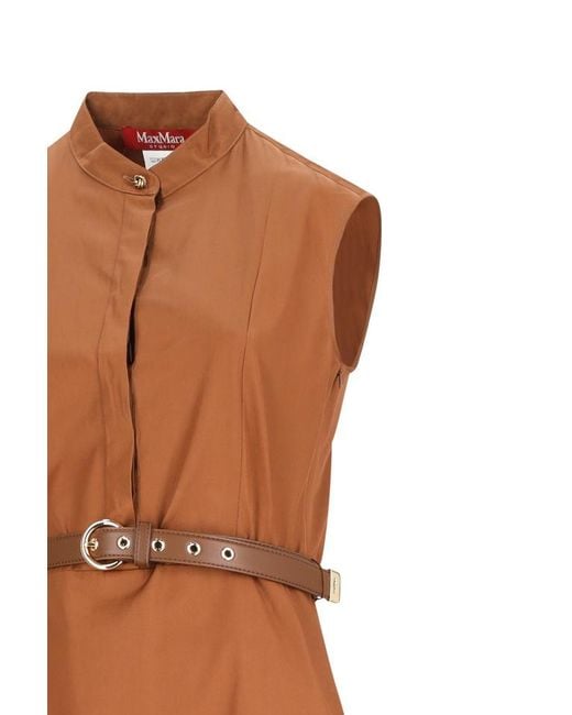 Max Mara Brown Studio Gesto Sleeveless Midi Dress
