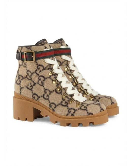 Gucci Brown Gg Wool Ankle Boot