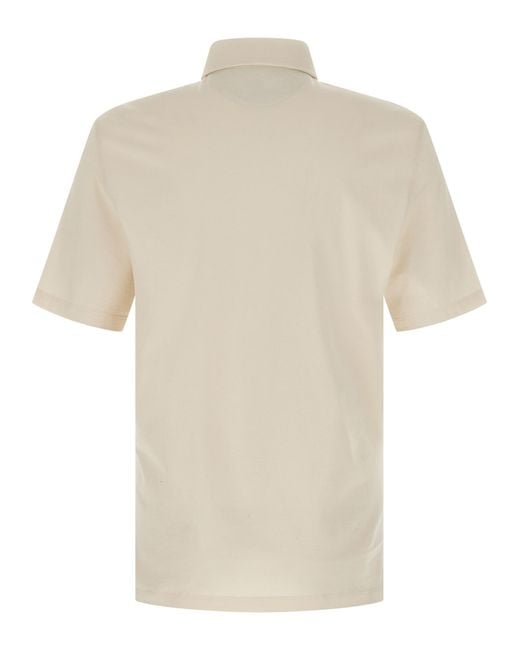 Brunello Cucinelli White Cotton Polo Shirt for men
