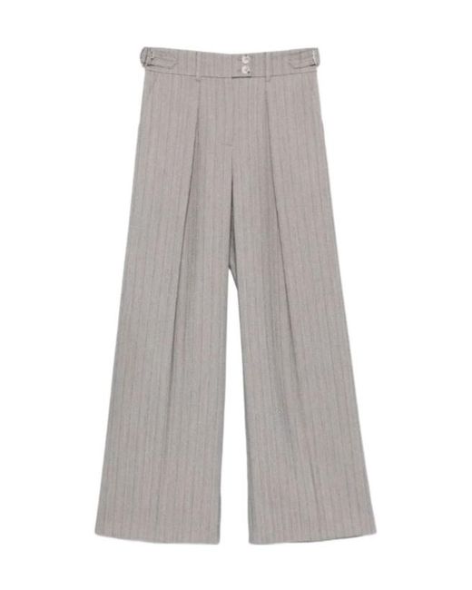 Patrizia Pepe Gray Pinstriped Palazzo Pants