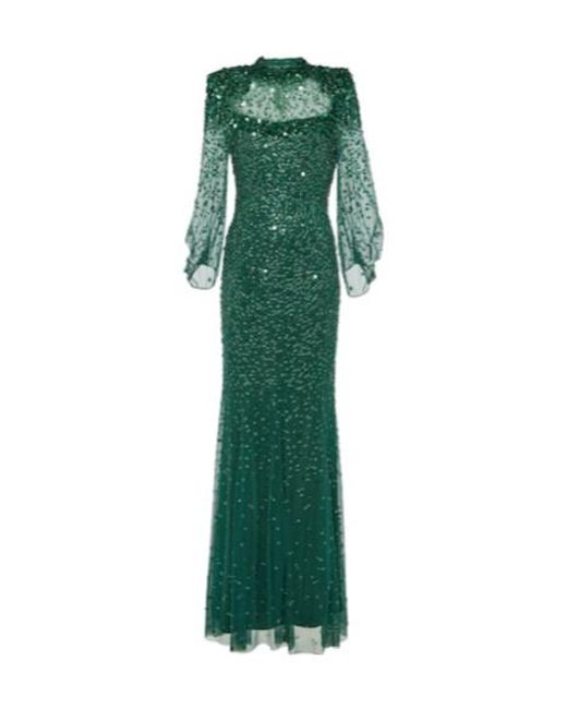 Jenny Packham Green Embellished Tulle Gown