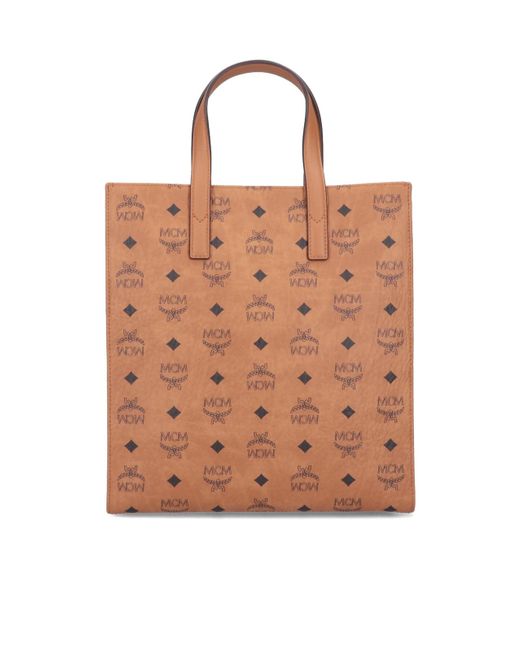 MCM Brown Aren Monogram Print Medium Tote Bag
