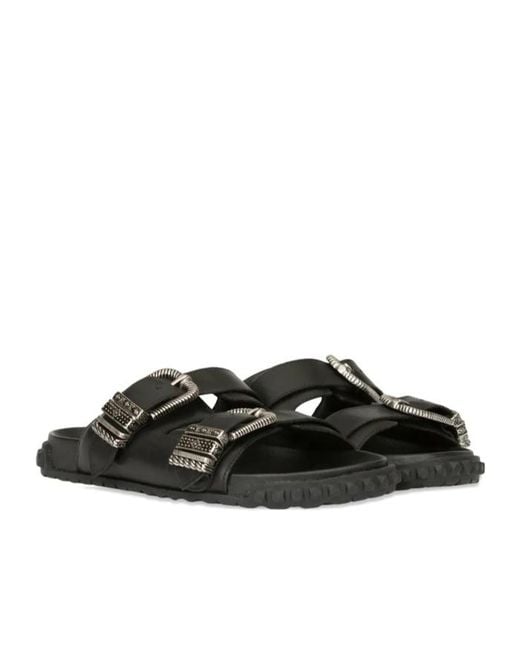 Ash Black Flat Slides