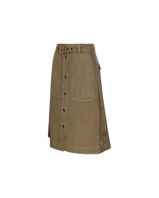 Moncler Natural Belted Knee-Length Skirt
