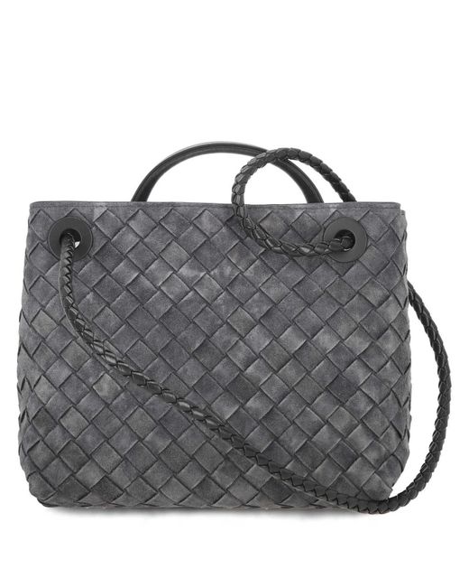 Bottega Veneta Gray Andiamo Small Top Handle Bag