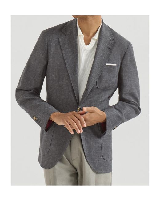 Brunello Cucinelli Gray Deconstructed Jacket for men