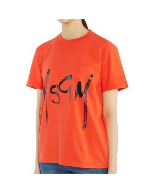 MSGM Orange Logo T-Shirt