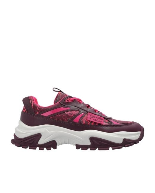 Versace Jeans Purple Couture Barocco Printed Lace-Up Sneakers