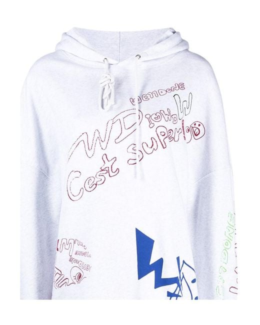 we11done White Graffiti Print Hoodie for men