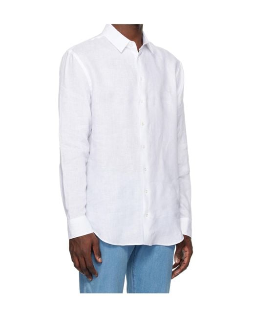 Giorgio Armani White Regular Fit Linen Shirt for men