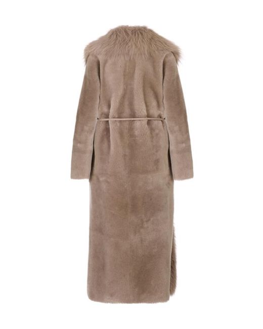 Blancha Brown Long-Sleeved Fur Coat