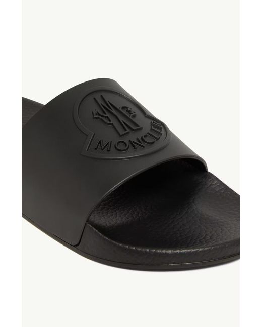 Moncler Black Basile Logo Detailed Slides for men