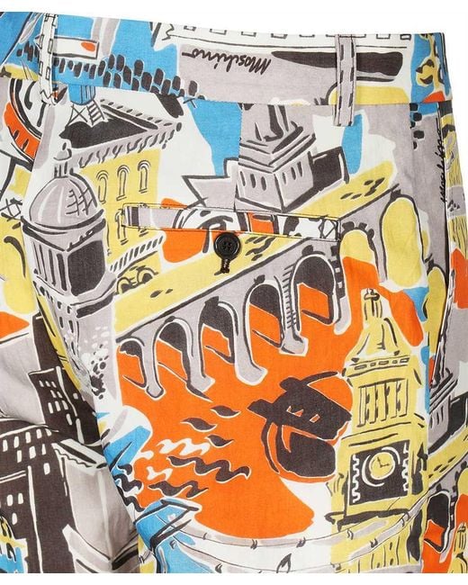Moschino Blue Abstract Printed Shorts for men