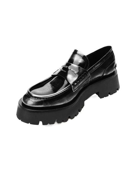 Alexander Wang Black Logo-Lettering Loafers