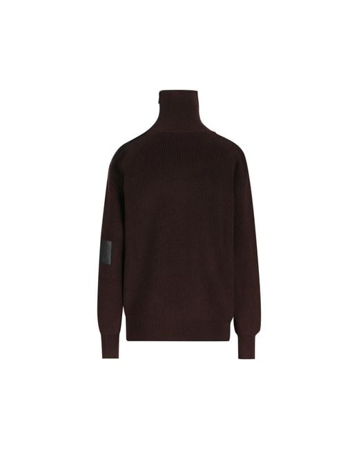 Loewe Red Zip-Neck Patch Knitted Sweater