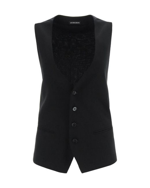 Ann Demeulemeester Black Breasted Sleeveless Suit Jacket