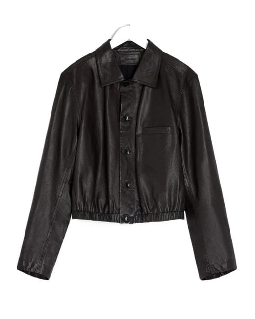 Lemaire Black Long Sleeve Buttoned-Up Leather Jacket