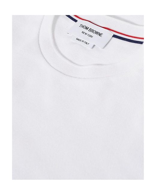 Thom Browne White T-Shirt With Round Neck And Short Sleeves for men