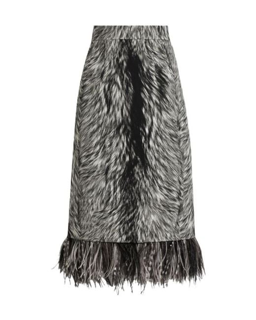 Dolce & Gabbana Gray Charmeuse Midi Pencil Skirt