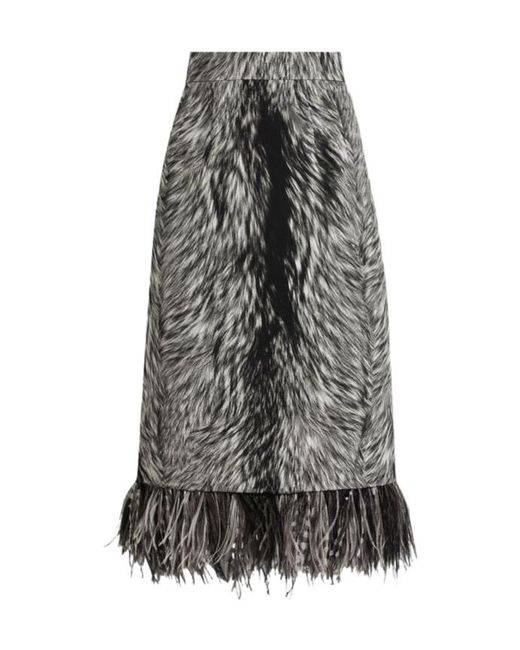 Dolce & Gabbana Gray Charmeuse Midi Pencil Skirt